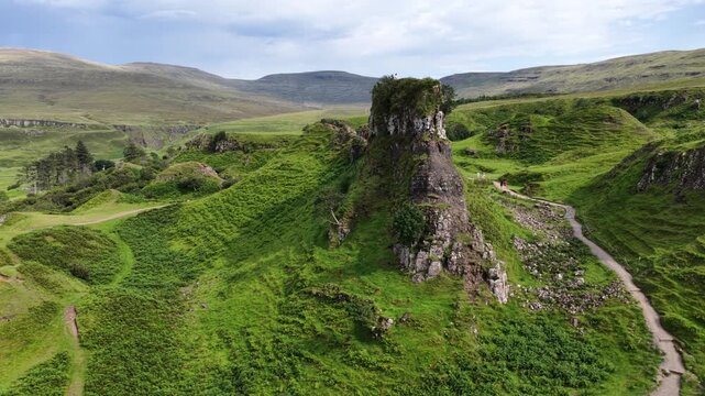 Discover breathtaking aerial views of Ilse of Skye in Scotland, showcasing lush green landscapes and rugged cliffs