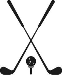 Golf club. Pair of iron, wood  or wedge golf club with golf ball on tee.  Sport elements. Vector