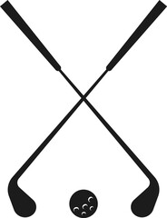 Golf club. Pair of iron, wood  or wedge golf club with golf ball.  Sport elements. Vector