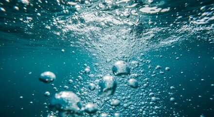 Underwater Bubbles Close Up  Blue Water Surface Texture Stock Photo  Ocean Waves Ripples Abstract Background Image