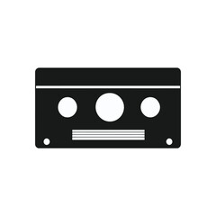 Fototapeta premium Black cassette tape icon with three circles on white background