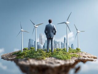 Business Leader Showcasing ESG, Highlighting Environmental, Social, and Governance Strategies for Renewable Energy, Green Innovation, and Corporate Sustainability Goals