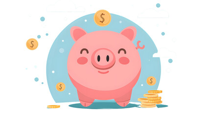 Financial Savings Concept with Head Piggy Bank and Coin, EPS10