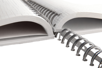 Open spiral-bound notebook, close-up