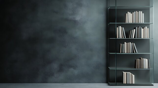 Bookshelf books interior design shelf reading home decor furniture library style bookcase knowledge | empty png screen perfect for personalized branding