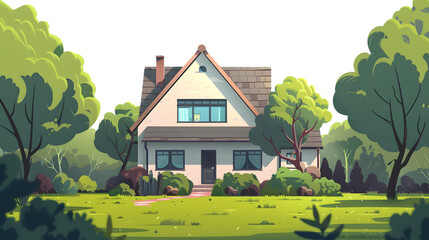 Modern Home Isolated Flat Illustration for Interior Design Projects