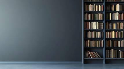 Bookshelf bookcase book library books knowledge literature reading study education home interior design wall | empty png screen perfect for personalized branding