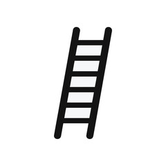 Black ladder icon with six rungs isolated on a clean white background