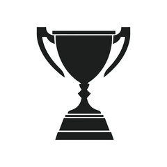 Black and white illustration of a trophy cup on white background