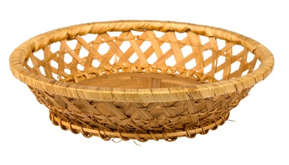 Beige woven round basket