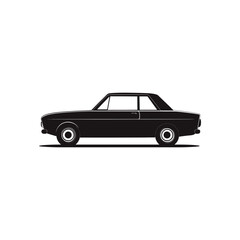 Naklejka premium Black silhouette of a classic car isolated on a white background
