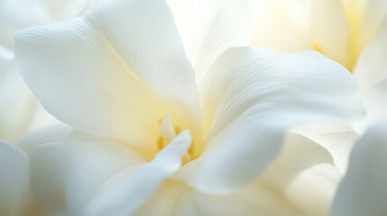 Obraz premium Gentle white petals with soft yellow highlights create serene and delicate atmosphere, showcasing beauty of nature simplicity and elegance