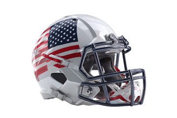 Naklejka premium American Football Helmet Patriotism Design White Red Blue Stars Stripes, isolated on transparent background, perfect cutout, PNG