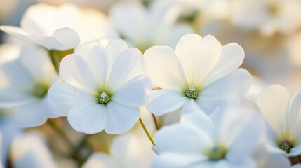 Gentle petals of white flowers with vibrant centers create serene and calming atmosphere, perfect for nature lovers and floral enthusiasts