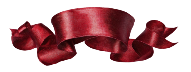Draped crimson ribbon