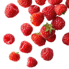 Fresh raspberries in a cascade