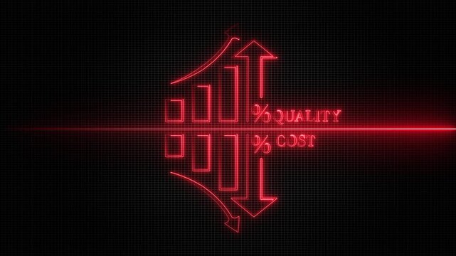 Quality control and company cost reduction. neon Percentage icon animation. quality Successful organization strategy and management concept. 4K VIDEO 