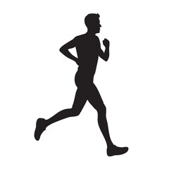 Silhouette of a man running in profile view