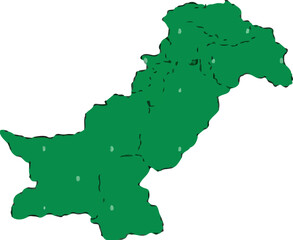 Fototapeta premium Map of Pakistan Vector – Green Silhouette with Provinces and Cities