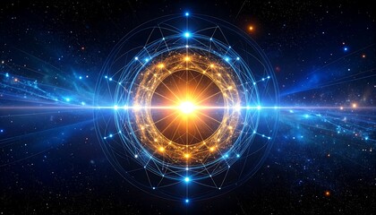 Obraz premium Cosmic explosion of energy surrounded by glowing particles in a starry universe