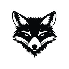 Obraz premium Black and white stylized fox head icon design on white background