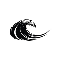 Naklejka premium Black and white wave icon illustration, minimalist ocean wave design