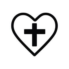 Fototapeta premium Heart with christian cross icon illustration on a white background design