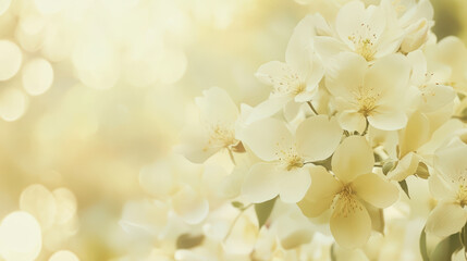 Soft white flowers with gentle yellow tones create peaceful and serene atmosphere, perfect for evoking feelings of tranquility and beauty in any setting