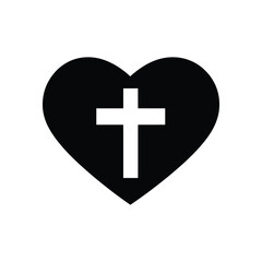 Obraz premium Black heart with white cross icon on a white background