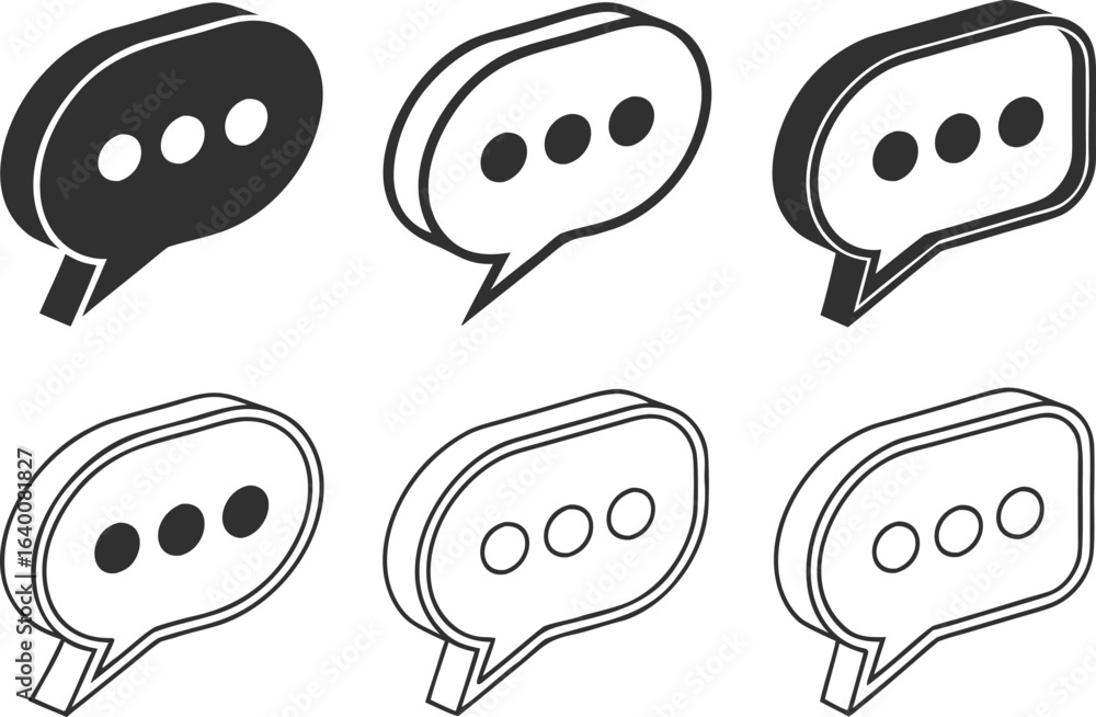 Aufkleber vector art of isometric speech bubbles representing online communication and dialog in a modern and 
