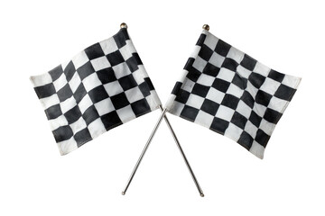 Fototapeta premium Two crossed checkered racing flags against a black background (2)