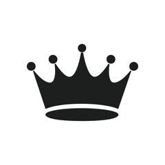 Black crown icon illustration on a white background for design