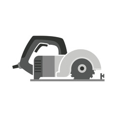 A grayscale illustration of an electric circular saw.