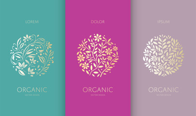 Set of floral mandala logos. Can be used for jewelry, beauty and fashion industry. Great for emblem, monogram, invitation, flyer, menu, brochure, background, or any desired idea.