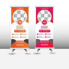 Exhibition advertising banner modern and professional layout, Business agency business pull up vertical display banner, luxury creative rollup, pull up banner template design 