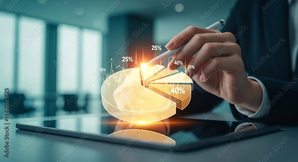 Aufkleber data analysis visualizing business insights with interactive pie charts & digital technology