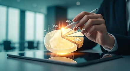 Data Analysis Visualizing Business Insights with Interactive Pie Charts & Digital Technology