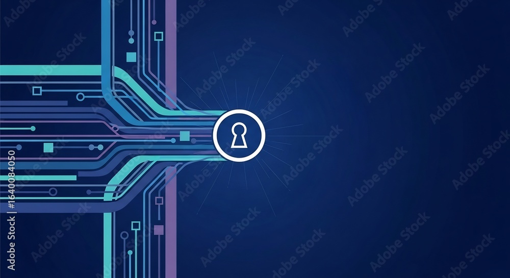 Poster cybersecurity network protection data encryption and digital security solutions