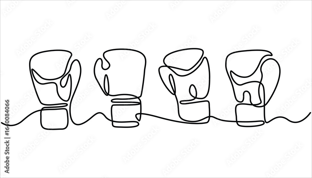 Poster boxing gloves illustration with line style design. boxing glove in one continuous single line art dr
