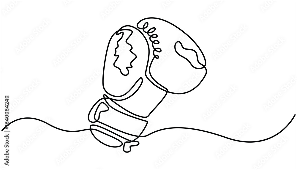 Poster boxing gloves illustration with line style design. boxing glove in one continuous single line art dr