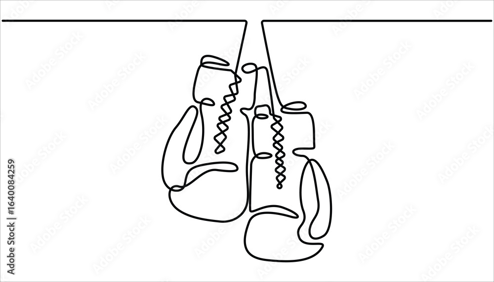 Aufkleber boxing gloves illustration with line style design. boxing glove in one continuous single line art dr