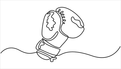 Boxing gloves illustration with line style design. Boxing glove in one continuous single line art drawing style. Boxing gloves line. one line continuous draw.
