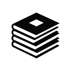 Stack of books icon in black with a white background isolated