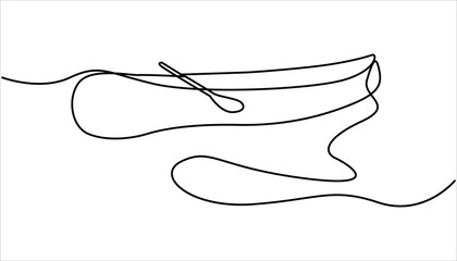 Single continuous line drawing canoe trails and rafting club with kayaking equipment, boat icon continuous one line drawing, Vintage mountain, rafting, kayaking, paddling, canoeing camping. 