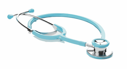 Blue swimming goggles and a medical stethoscope on a white background for a diagnosis