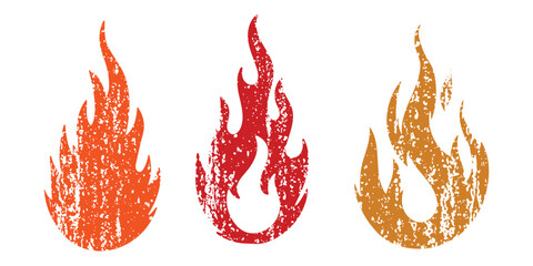 Cartoon campfire. Fire flames, bright fireball, heat wildfire and red hot bonfire campfire, red fiery flames isolated vector illustration set. Animated form and square, fireball and flame