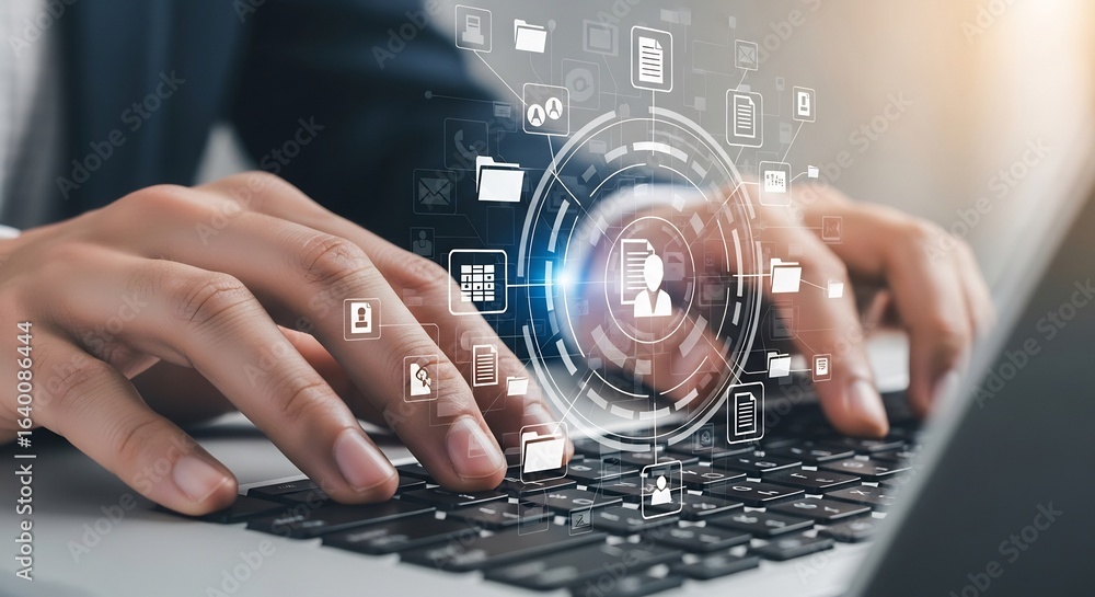 Poster digital transformation streamlining business processes with technology