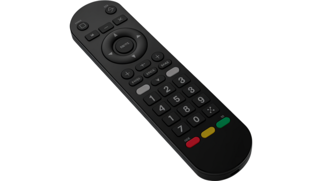 Black Modern Remote Control with Number Pad and Navigation Buttons television remote media player remote