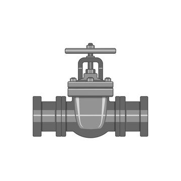 A gray industrial gate valve with a handwheel, illustrated as part of a pipeline for controlling flow.
