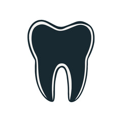 Single tooth icon illustration, tooth design, dental logo on white background
